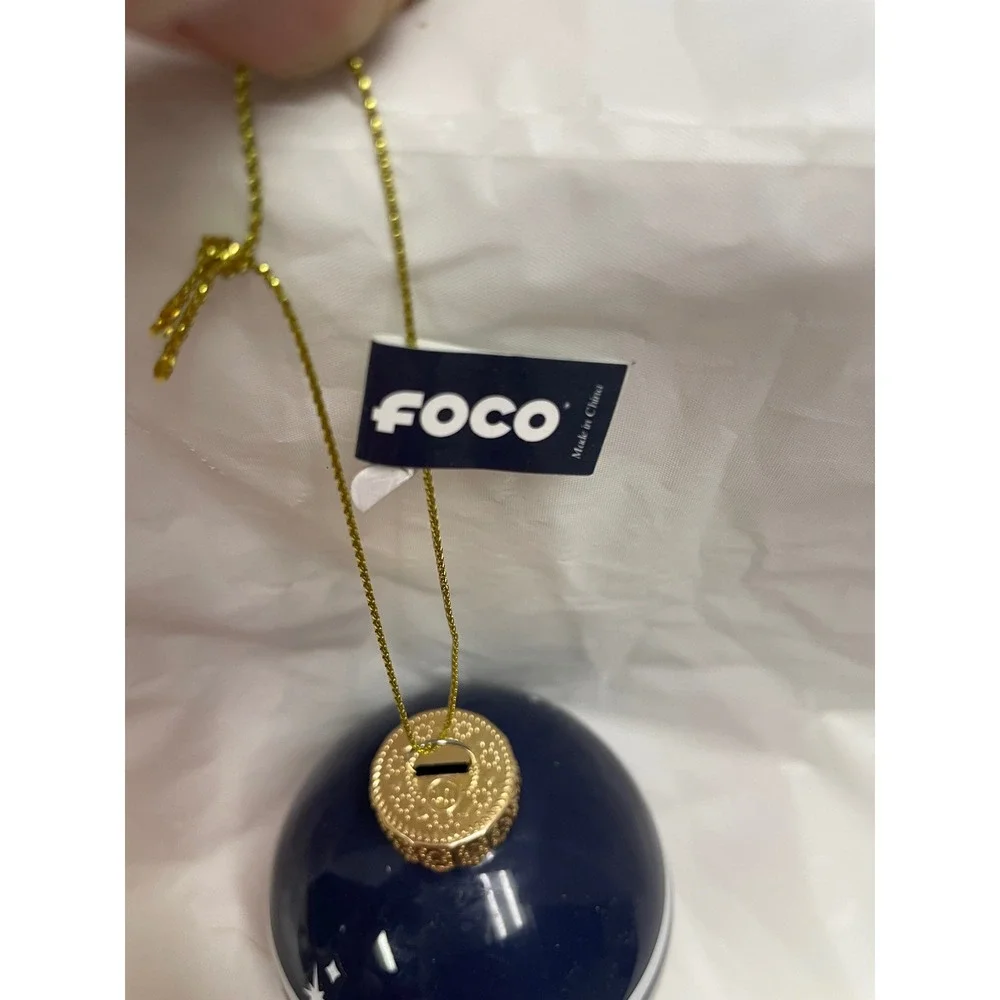 Dallas Cowboys NFL FOCO Glass Ball Christmas Ornament Navy Blue Silver 2025 1960